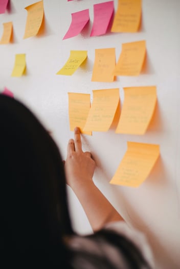 Post it notes on a wall