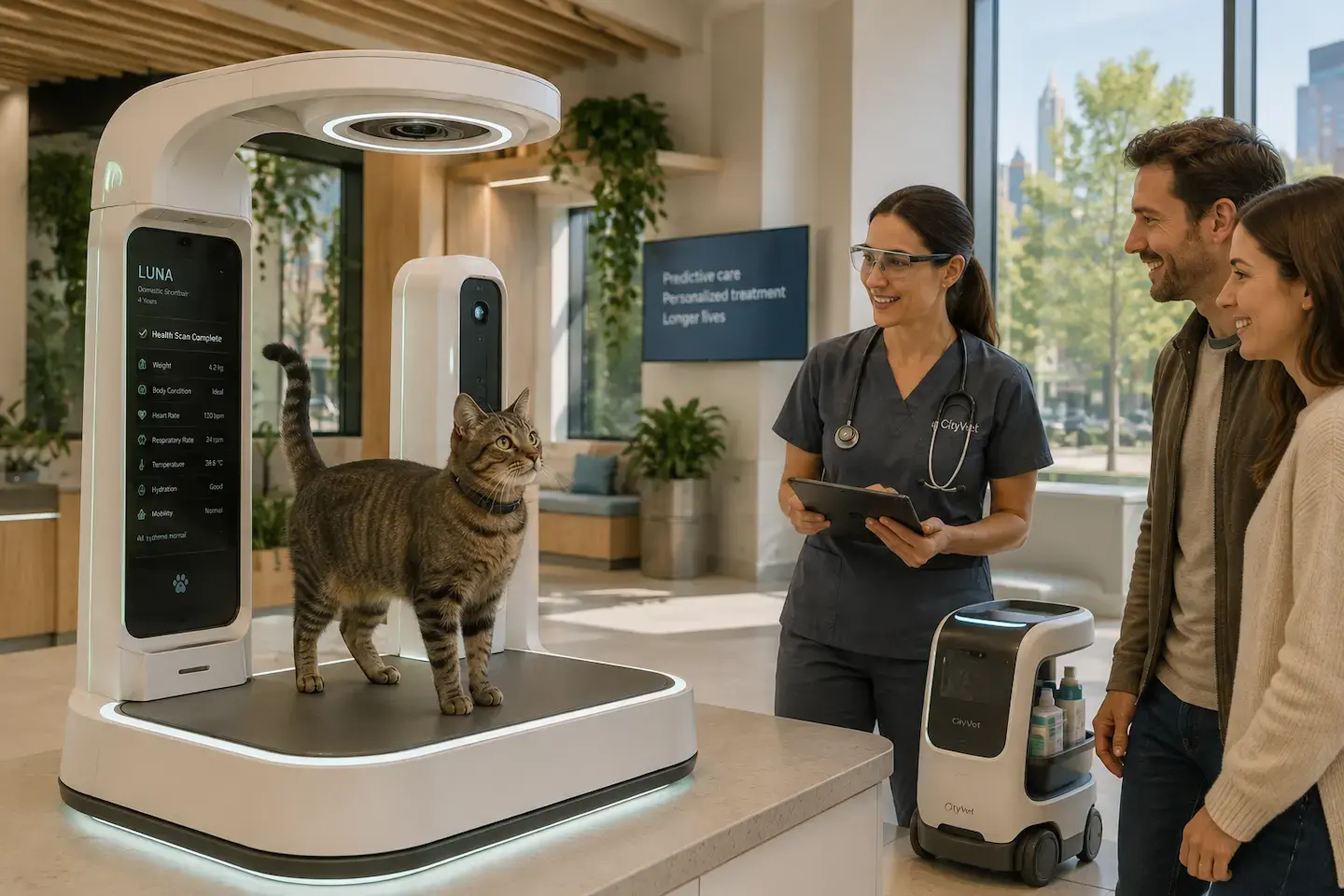 Cat at futuristic vets