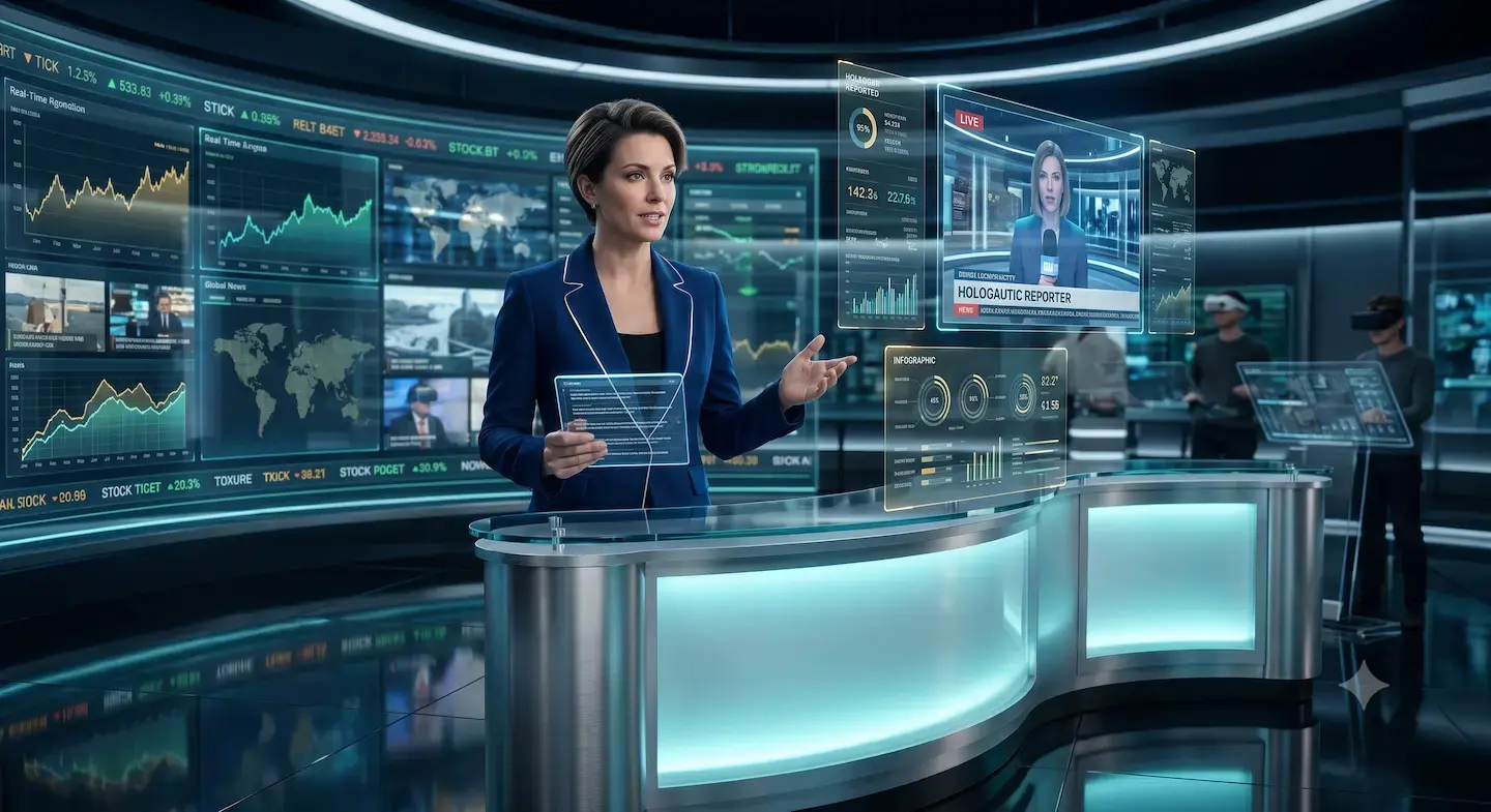 Futuristic newsreader