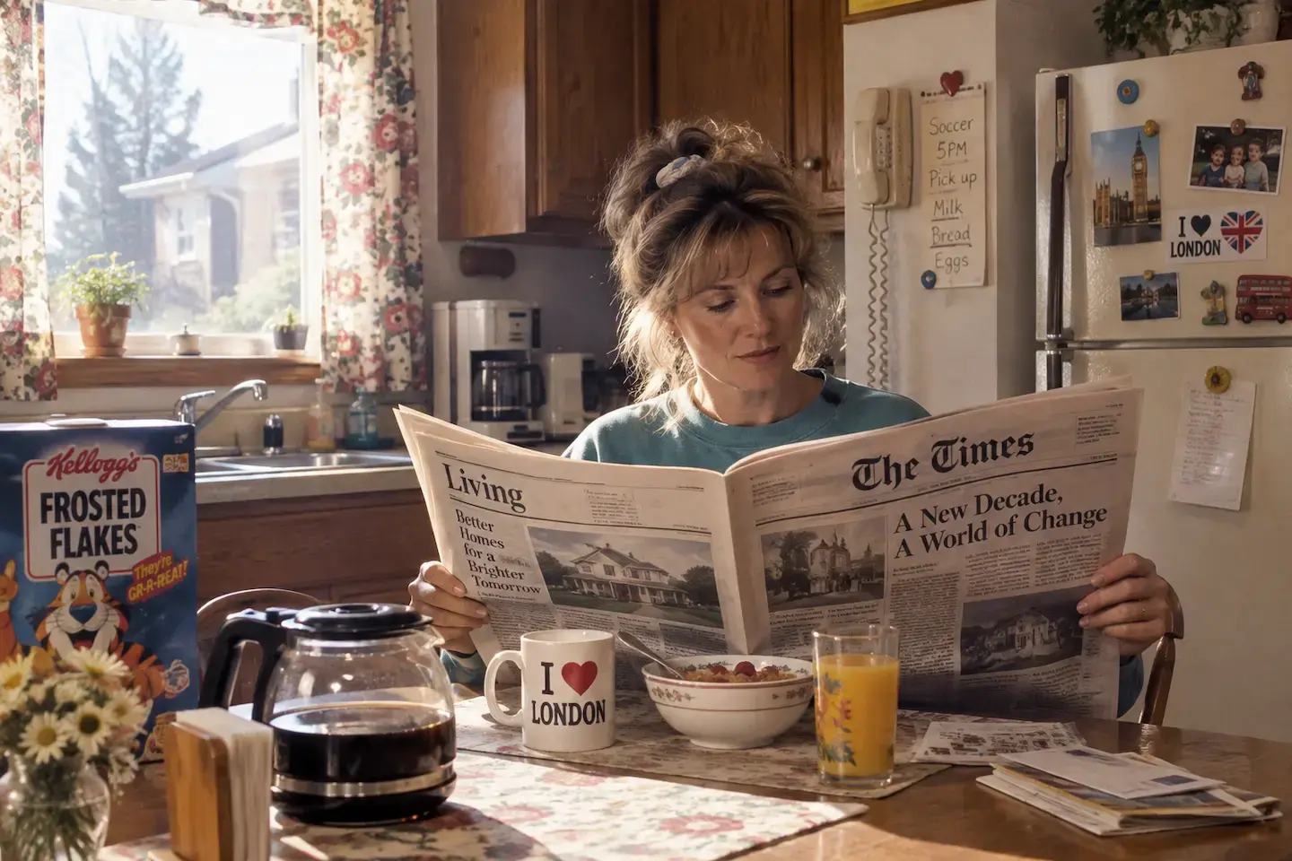 Woman reading newspaper