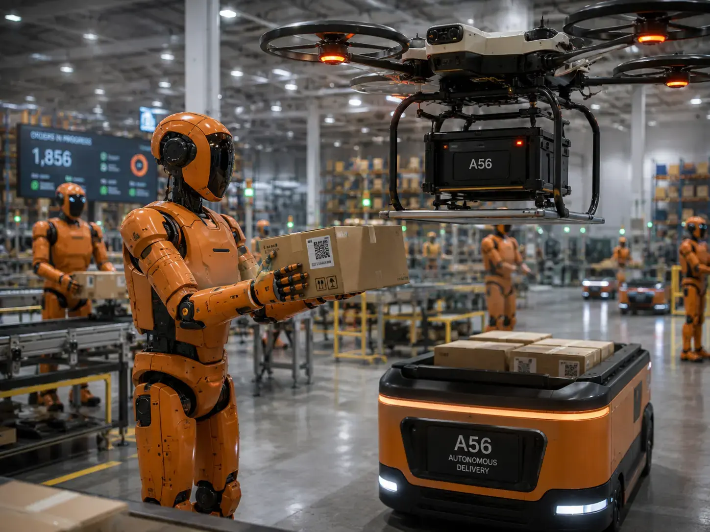 Robot worker in a warehouse