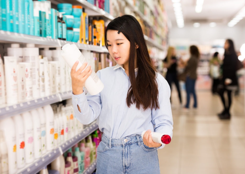 Consumer looking at FMCG products